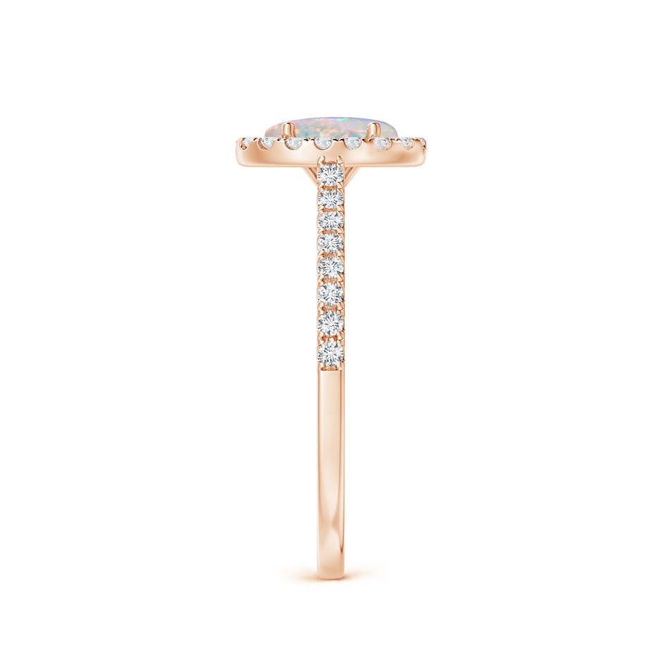 7x5mm AAAA Oval Opal Halo Ring with Diamond Accents in Rose Gold side-2