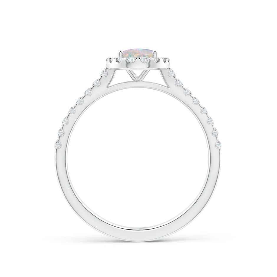 7x5mm AAAA Prong-Set Oval Opal Halo Ring with Diamond Accents in White Gold side 199