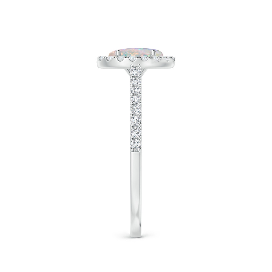 7x5mm AAAA Prong-Set Oval Opal Halo Ring with Diamond Accents in White Gold side 299