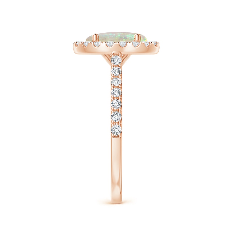 9x7mm AAA Prong-Set Oval Opal Halo Ring with Diamond Accents in Rose Gold side 299