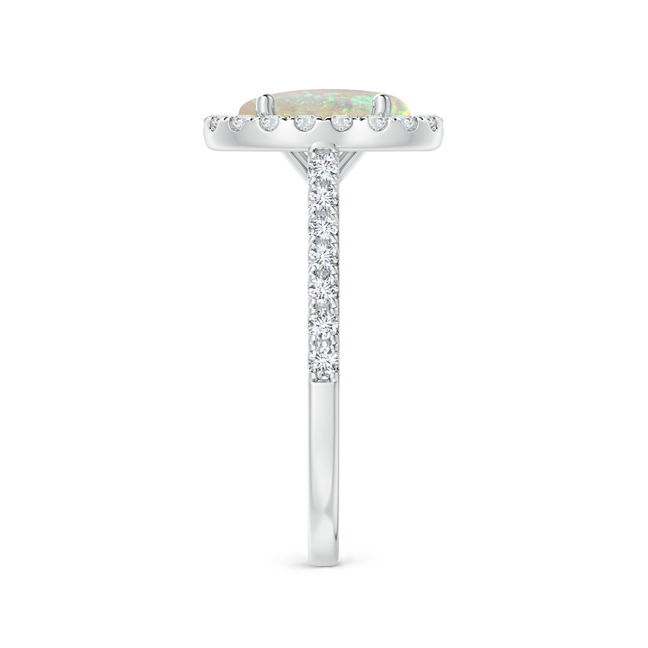 9x7mm AAA Prong-Set Oval Opal Halo Ring with Diamond Accents in White Gold side 299