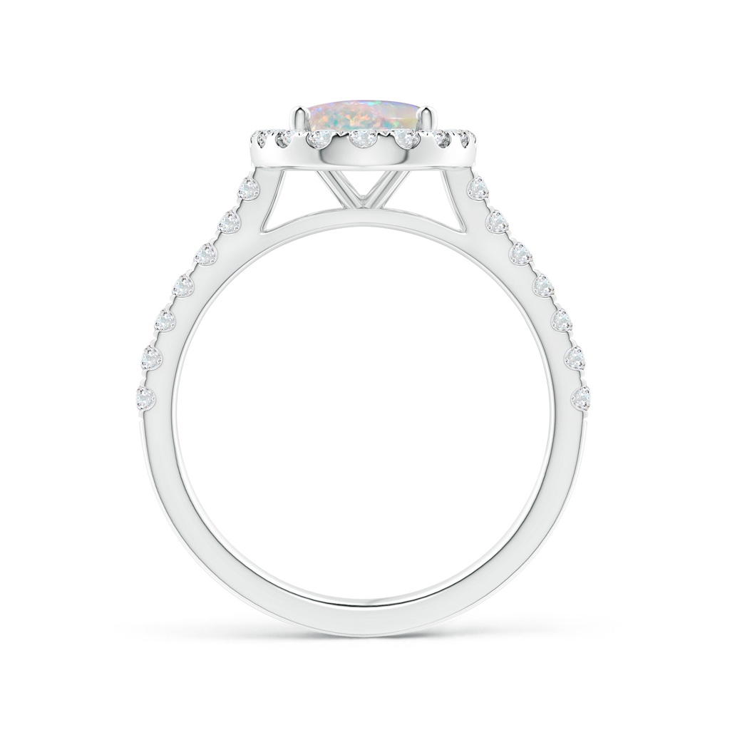 9x7mm AAAA Oval Opal Halo Ring with Diamond Accents in White Gold Side-1