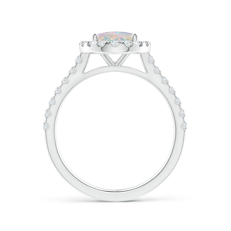 9x7mm AAAA Oval Opal Halo Ring with Diamond Accents in White Gold side-1