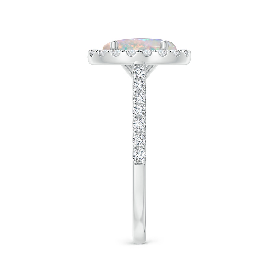 9x7mm AAAA Prong-Set Oval Opal Halo Ring with Diamond Accents in White Gold side 299