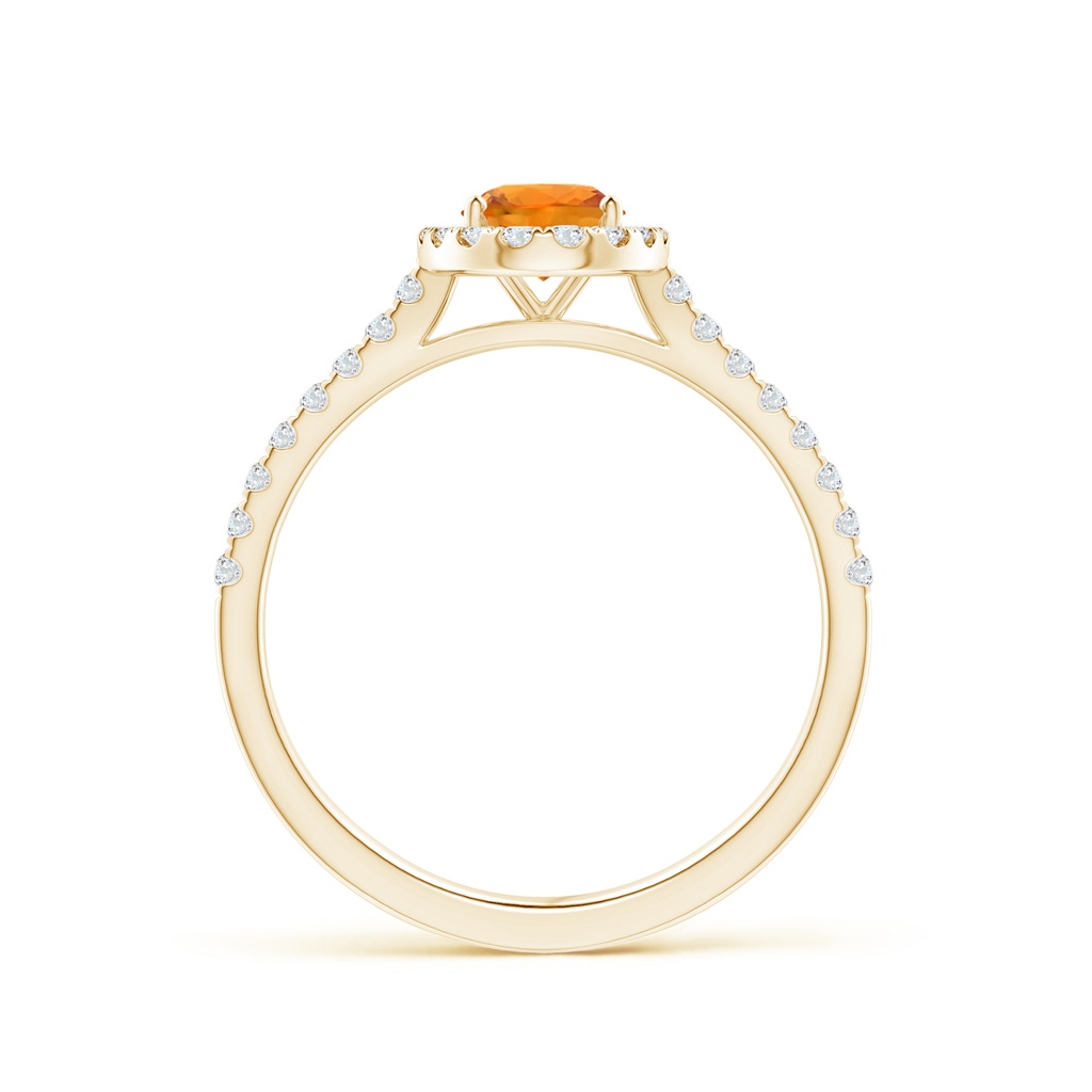 7x5mm AAA Oval Orange Sapphire Halo Ring with Diamond Accents in Yellow Gold - side_1