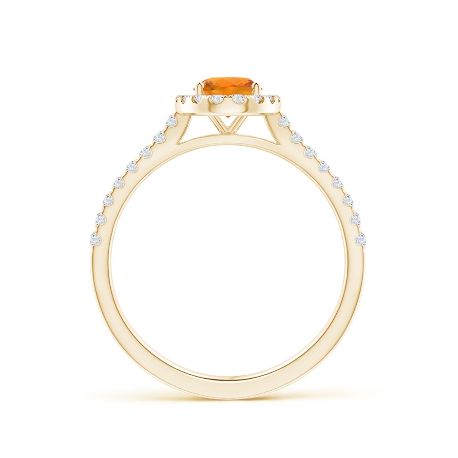 7x5mm AAA Oval Orange Sapphire Halo Ring with Diamond Accents in Yellow Gold side-1