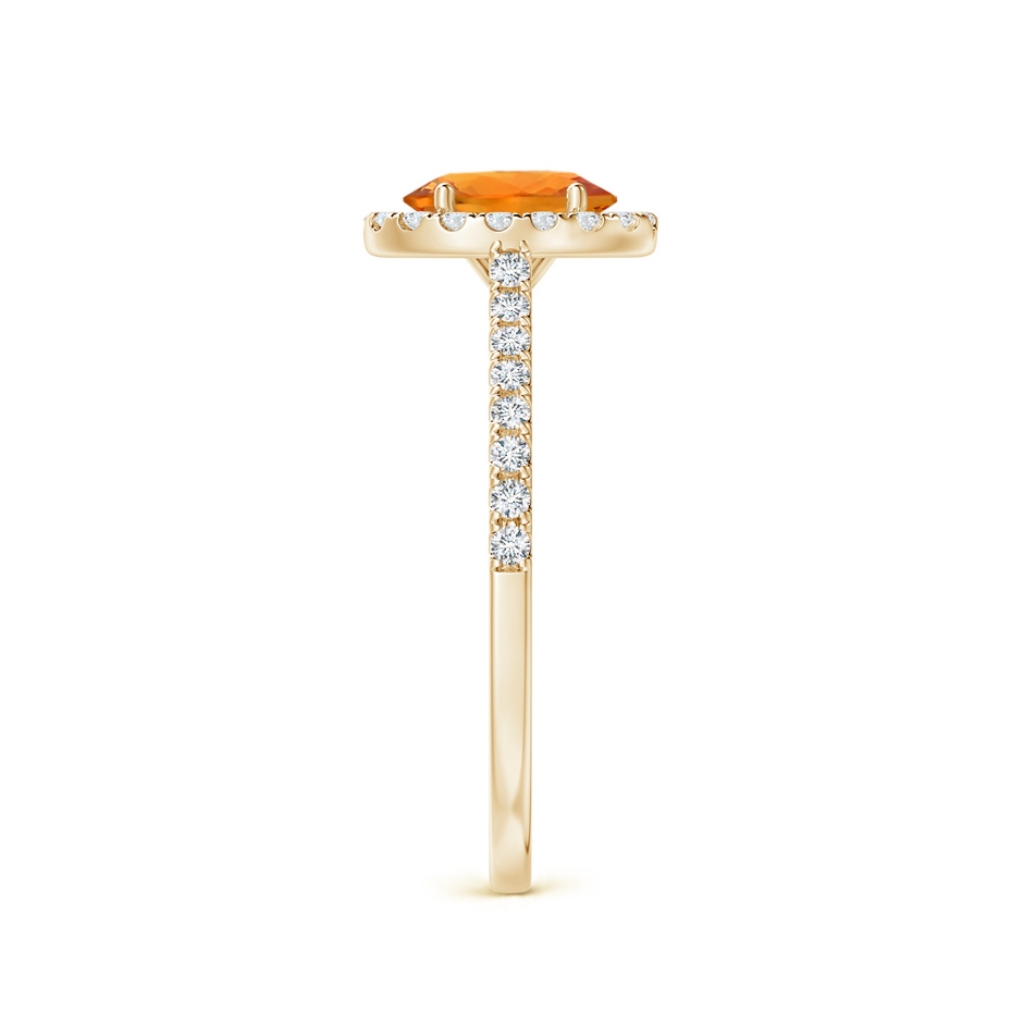 7x5mm AAA Oval Orange Sapphire Halo Ring with Diamond Accents in Yellow Gold side-2