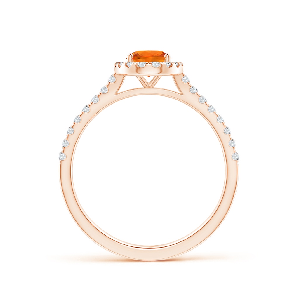 7x5mm AAAA Oval Orange Sapphire Halo Ring with Diamond Accents in Rose Gold - side_1