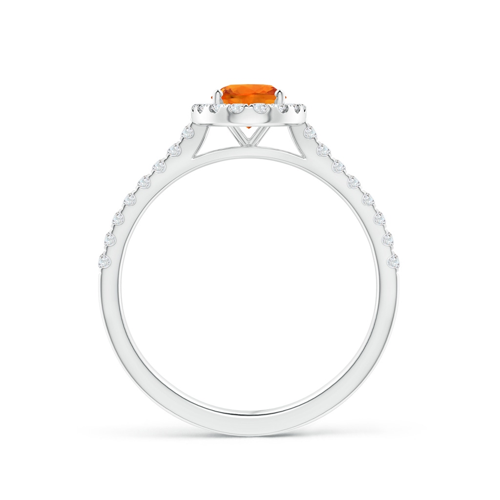 7x5mm AAAA Oval Orange Sapphire Halo Ring with Diamond Accents in White Gold - side_1