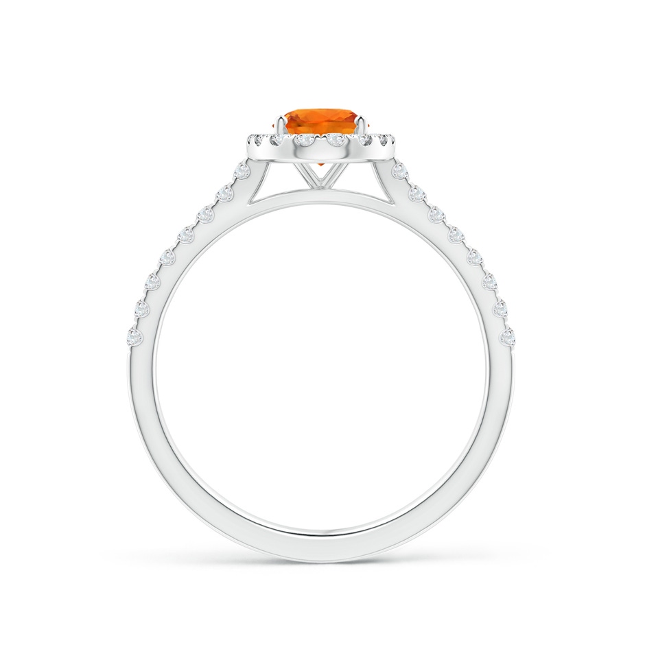 7x5mm AAAA Oval Orange Sapphire Halo Ring with Diamond Accents in White Gold side-1