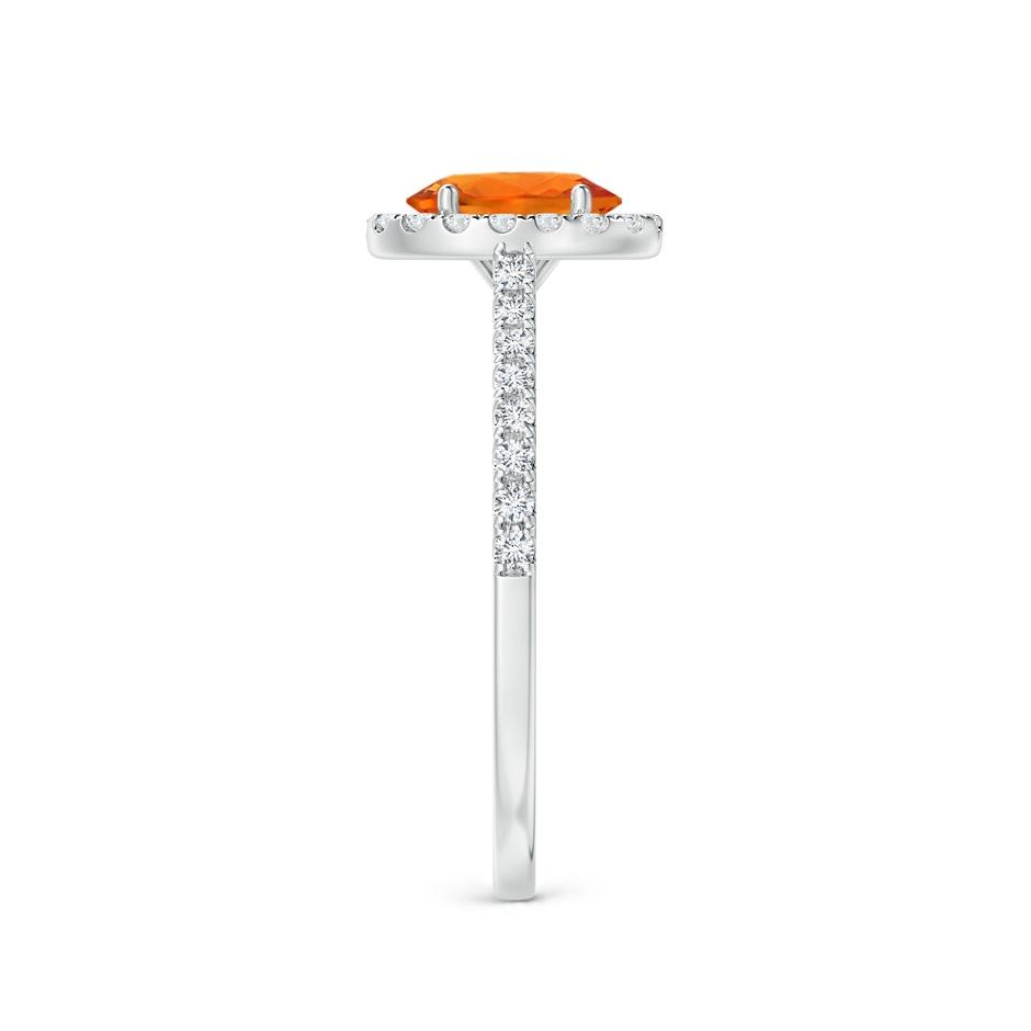 7x5mm AAAA Oval Orange Sapphire Halo Ring with Diamond Accents in White Gold side-2