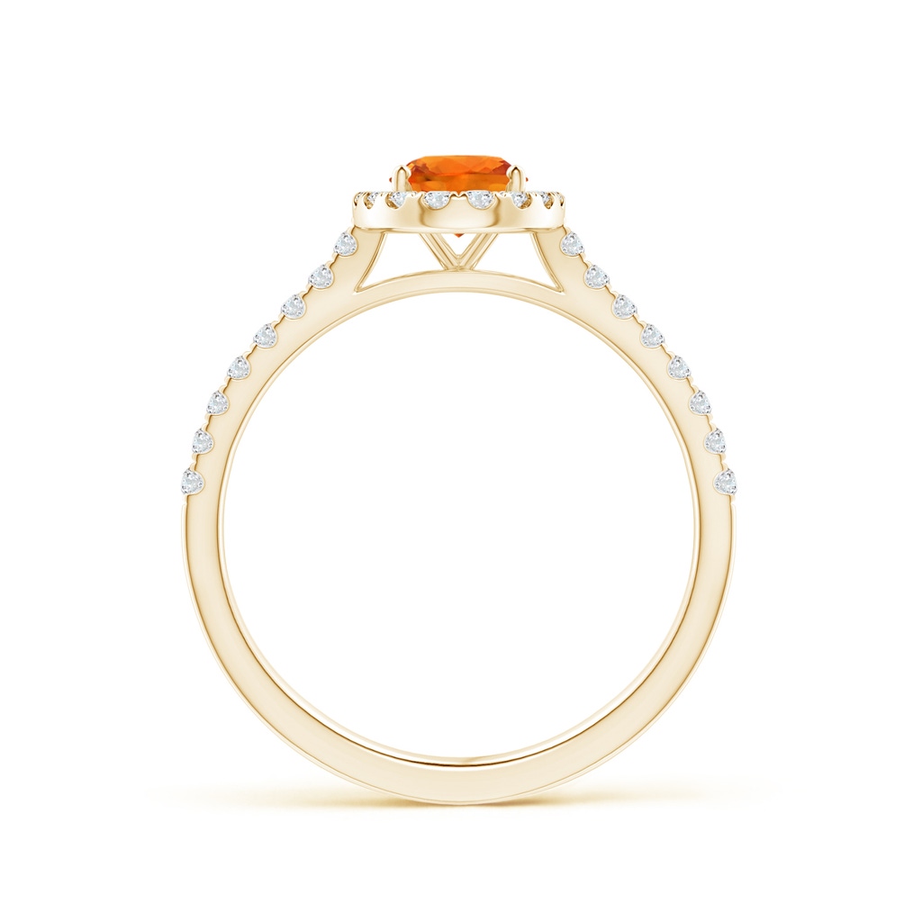 7x5mm AAAA Oval Orange Sapphire Halo Ring with Diamond Accents in Yellow Gold - side_1