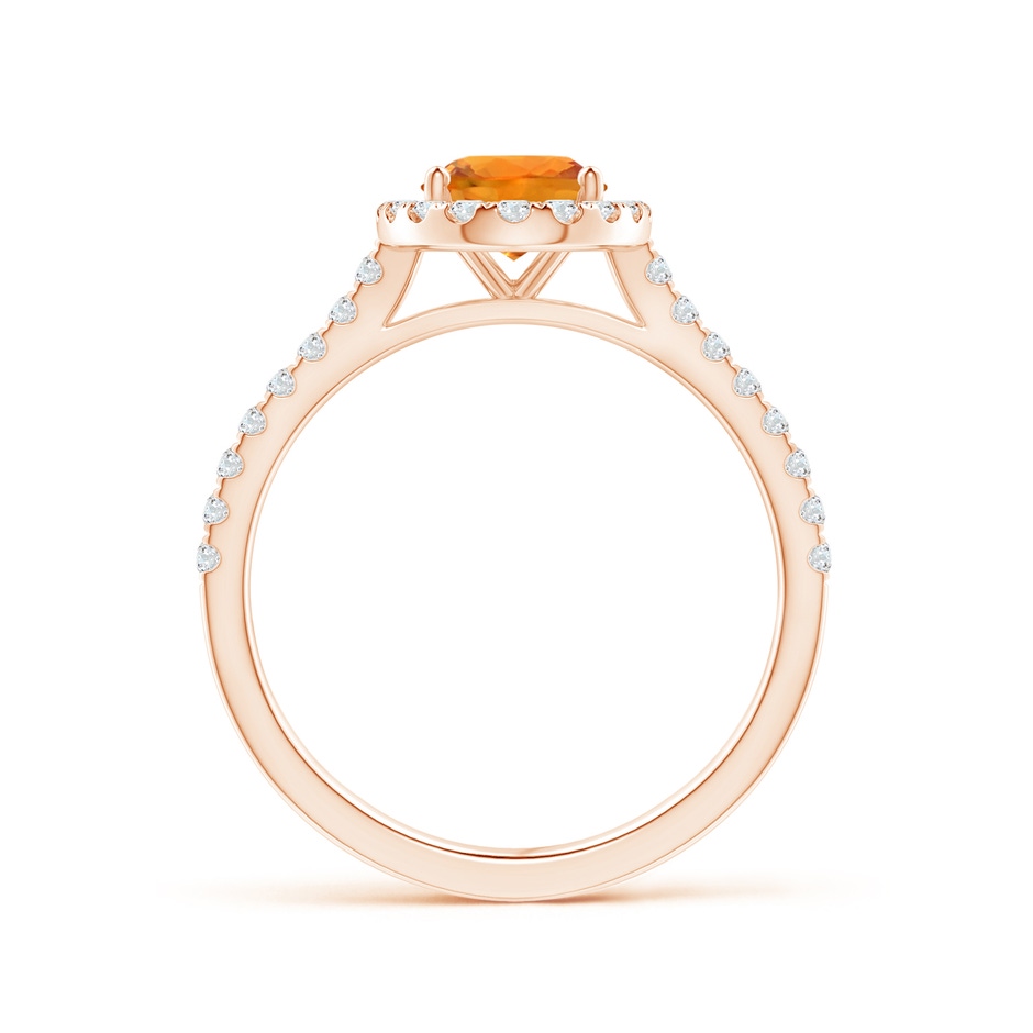 8x6mm AAA Oval Orange Sapphire Halo Ring with Diamond Accents in Rose Gold side-1