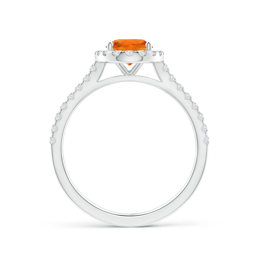 8x6mm AAAA Oval Orange Sapphire Halo Ring with Diamond Accents in White Gold Side-1