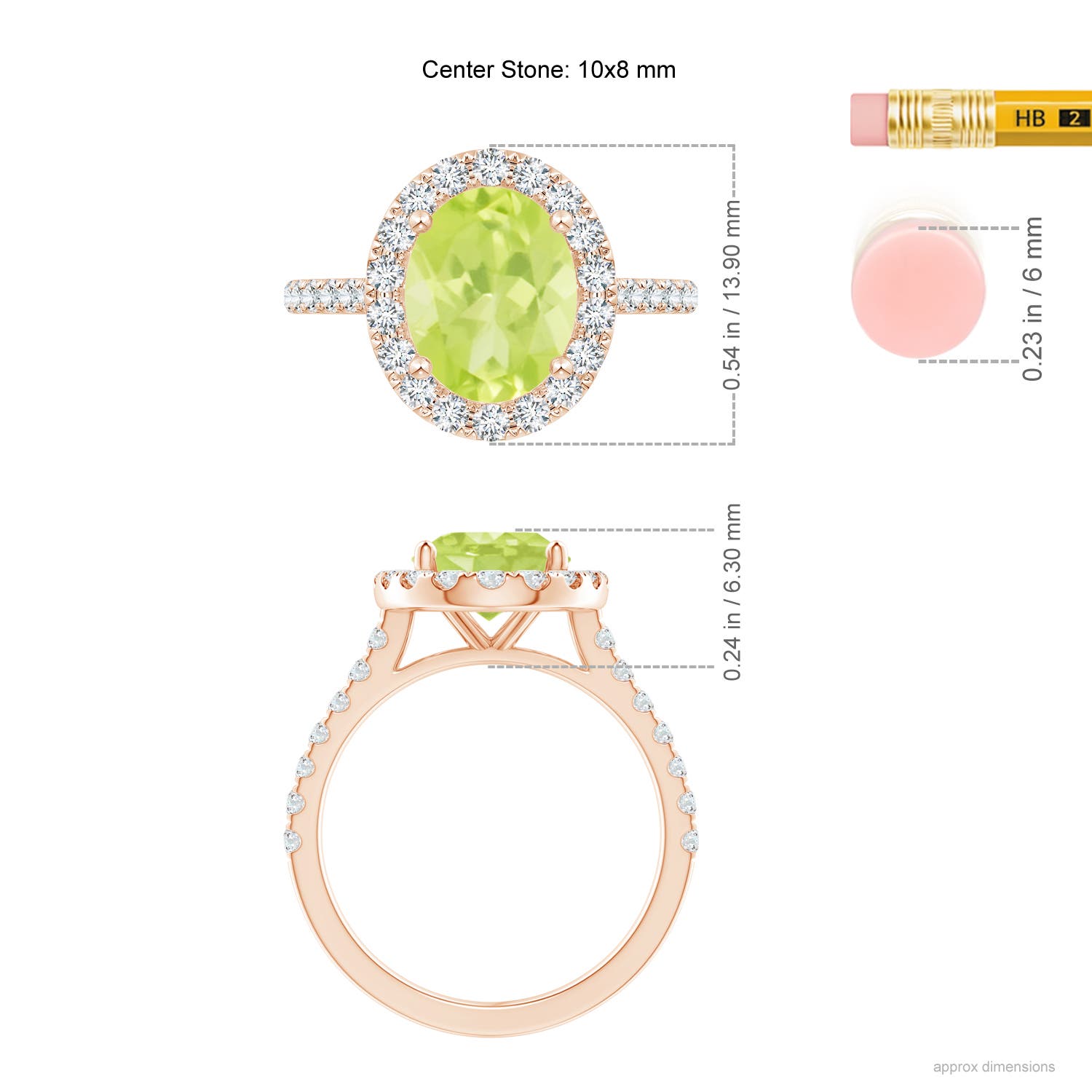 A - Peridot / 3.27 CT / 14 KT Rose Gold