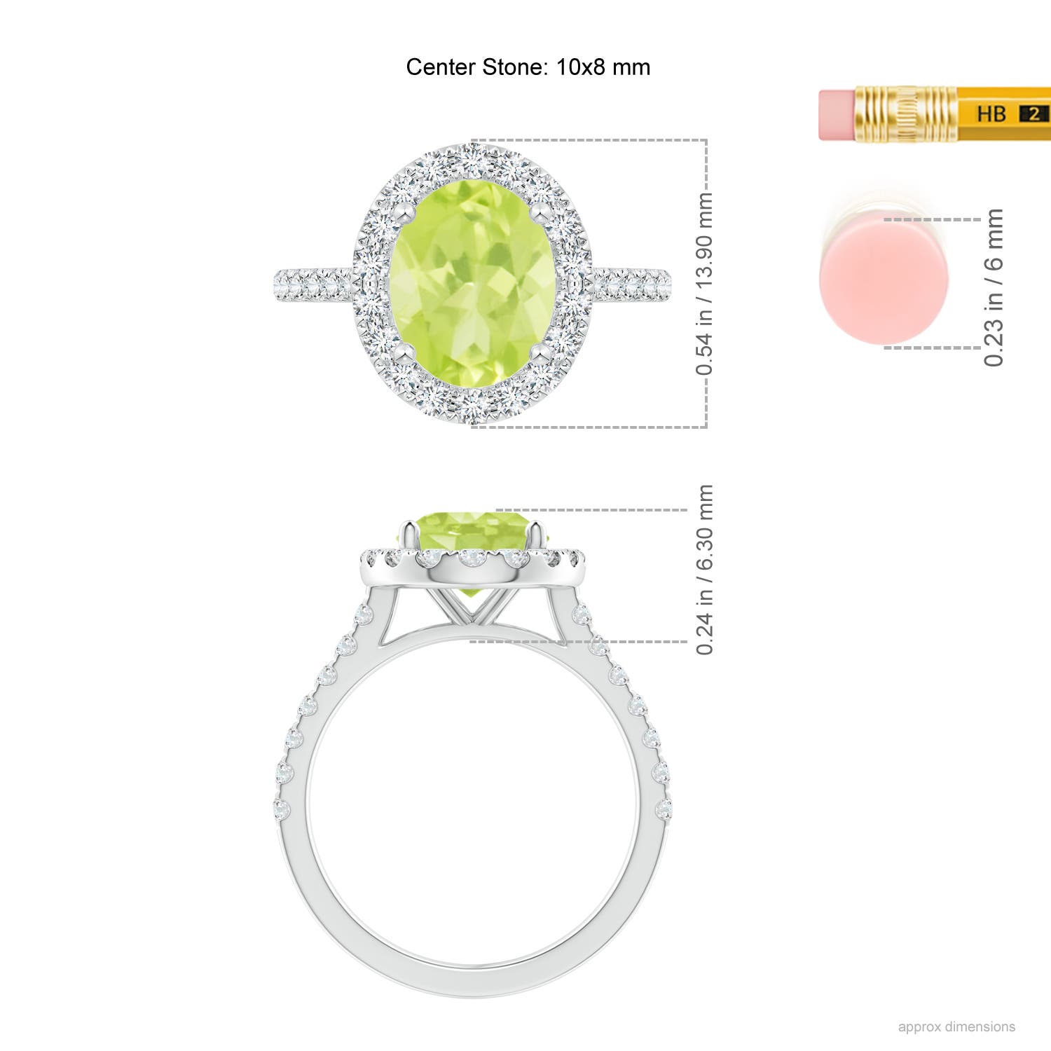 A - Peridot / 3.27 CT / 14 KT White Gold