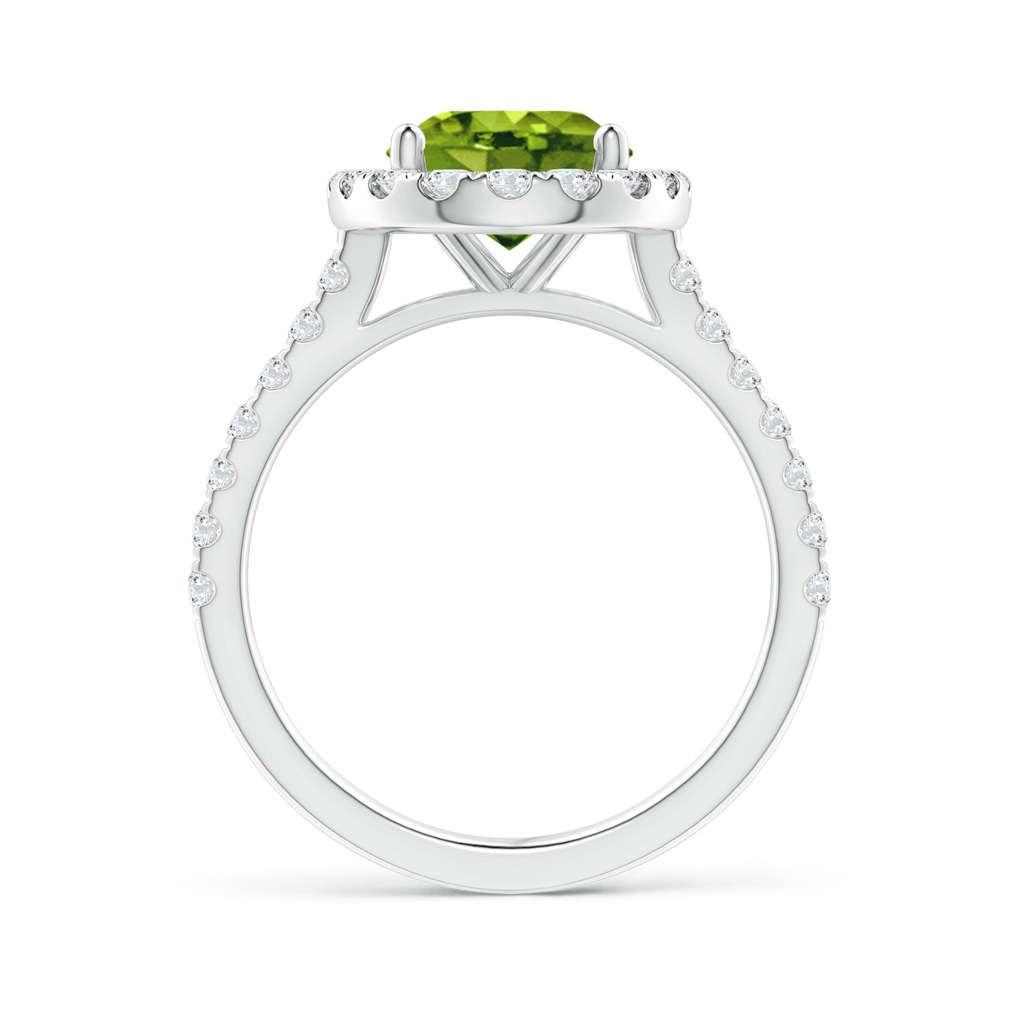 10x8mm AAAA Oval Peridot Halo Ring with Diamond Accents in White Gold Side-1
