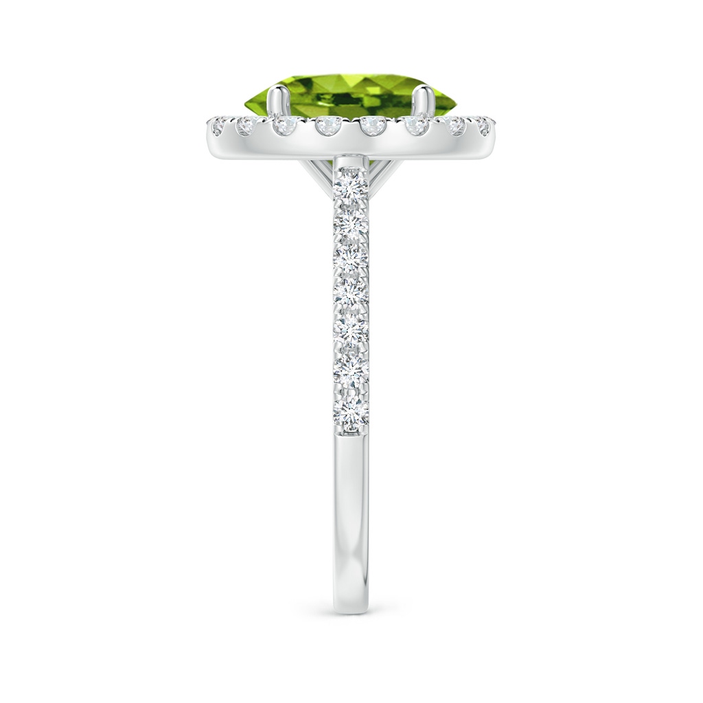10x8mm AAAA Oval Peridot Halo Ring with Diamond Accents in White Gold Side-2