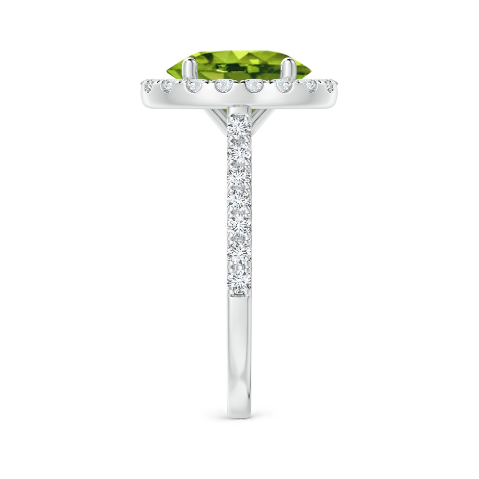 10x8mm AAAA Oval Peridot Halo Ring with Diamond Accents in White Gold Side 299