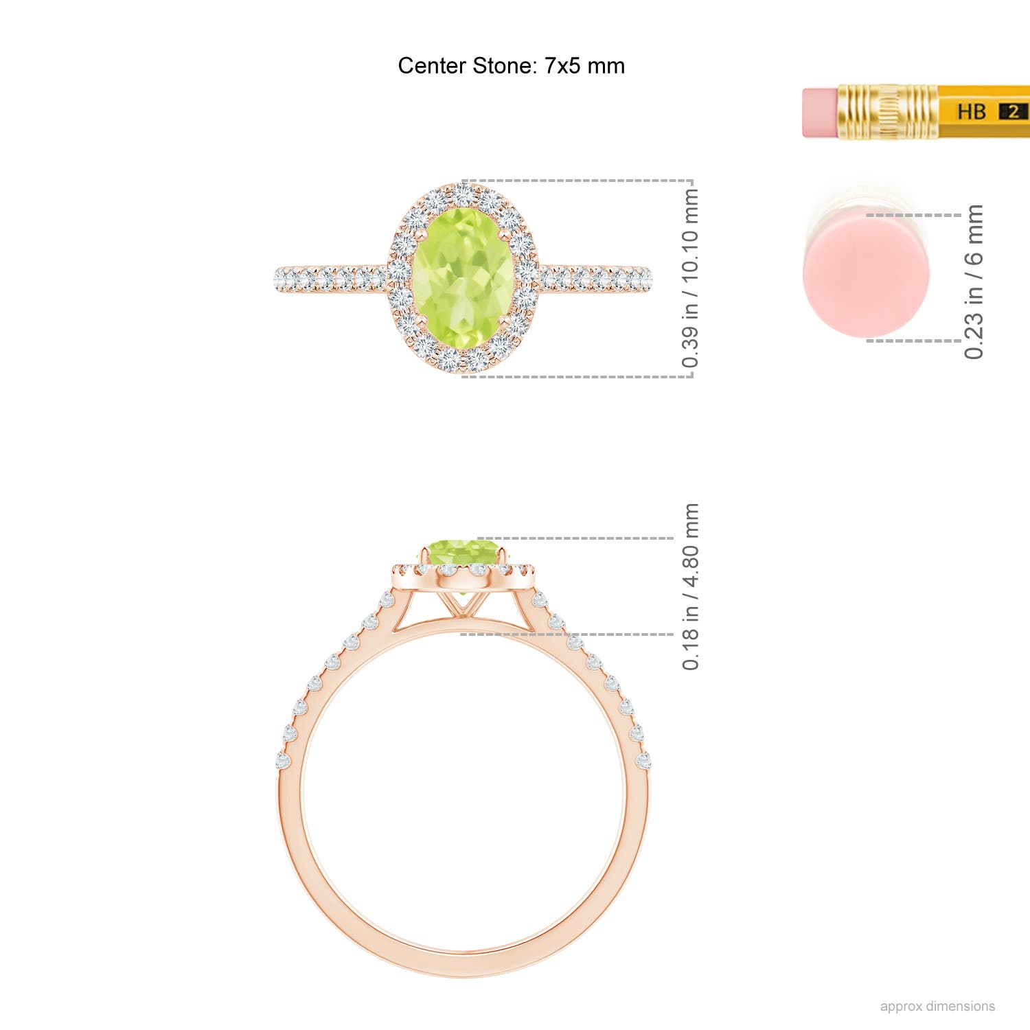 A - Peridot / 1.11 CT / 14 KT Rose Gold