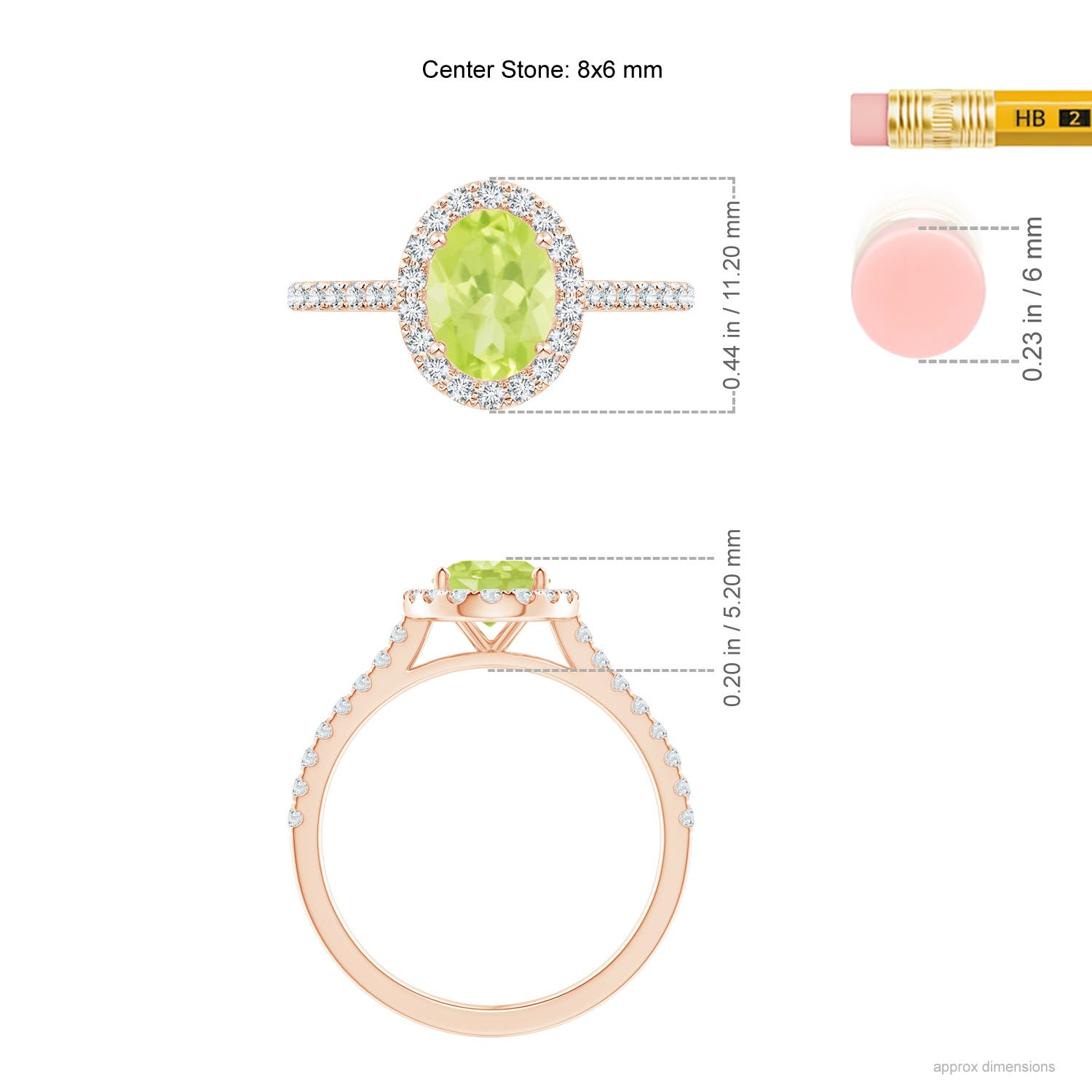 A - Peridot / 1.69 CT / 14 KT Rose Gold