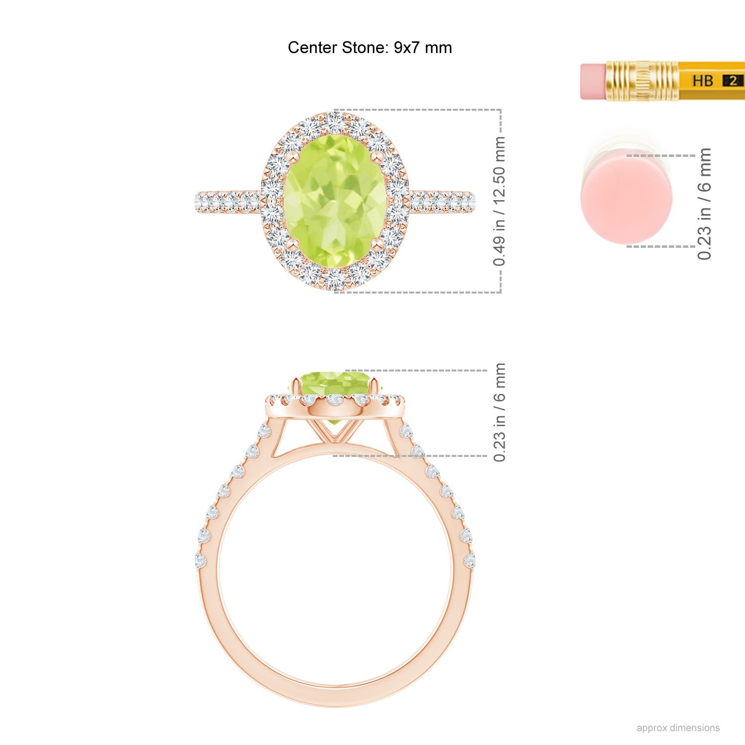 A - Peridot / 2.35 CT / 14 KT Rose Gold