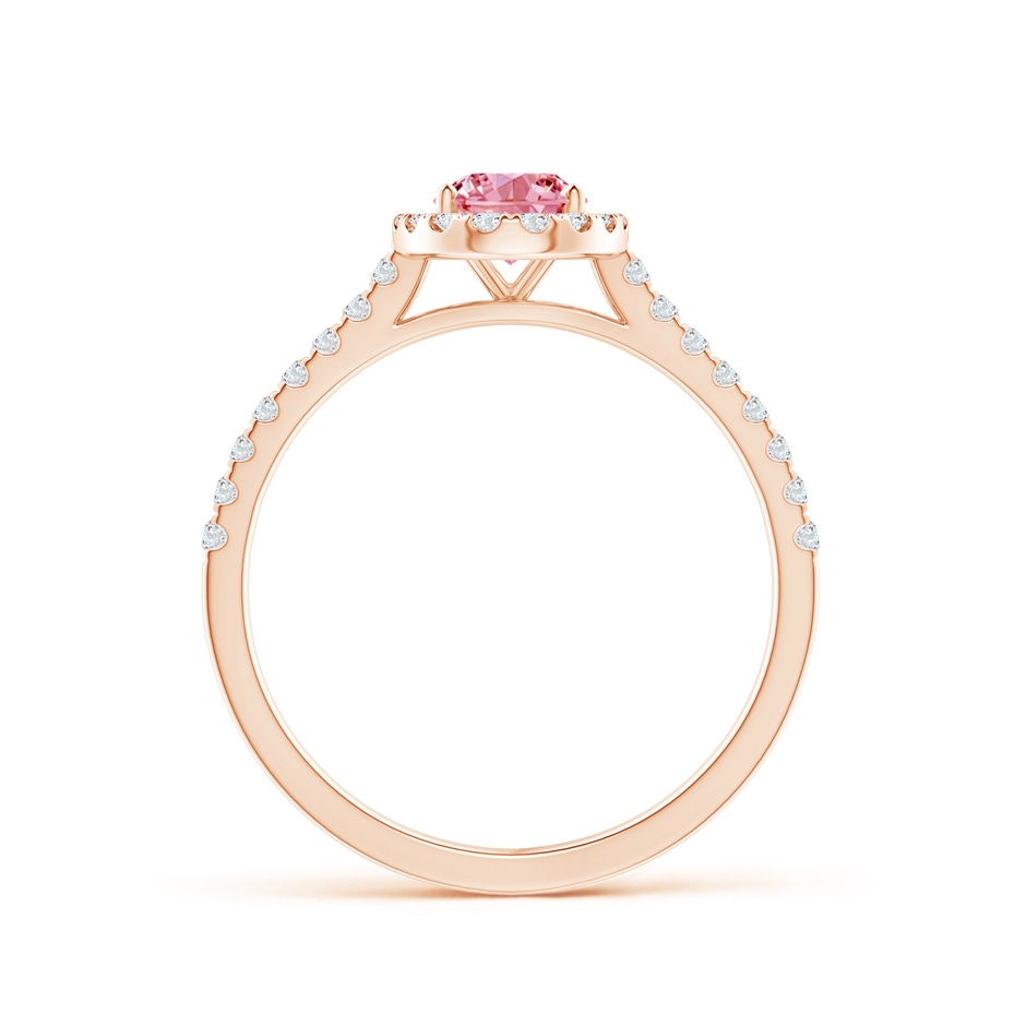 7x5mm AAAA Oval Fancy Intense Pink Diamond Halo Ring in Rose Gold side 199