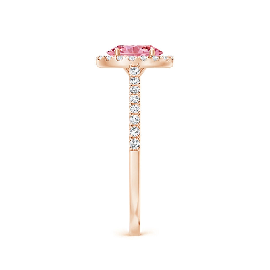 7x5mm AAAA Oval Fancy Intense Pink Diamond Halo Ring in Rose Gold side 299