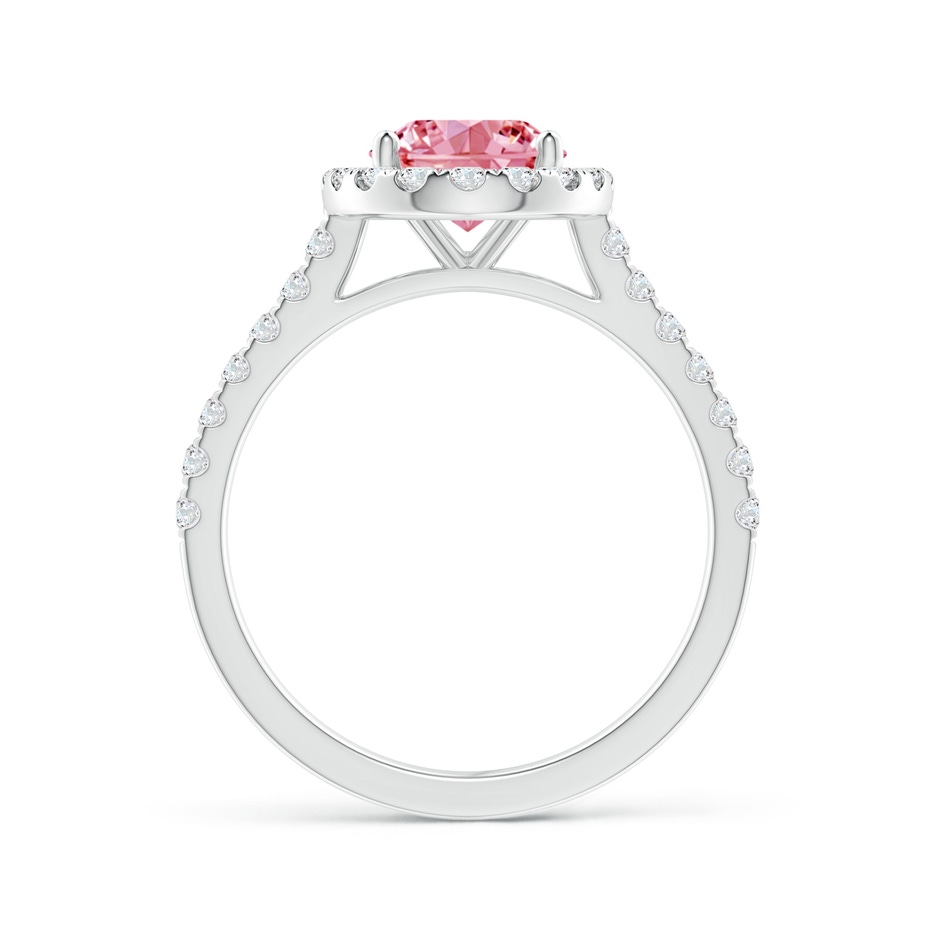 9x7mm AAAA Oval Fancy Intense Pink Diamond Halo Ring in P950 Platinum side 199