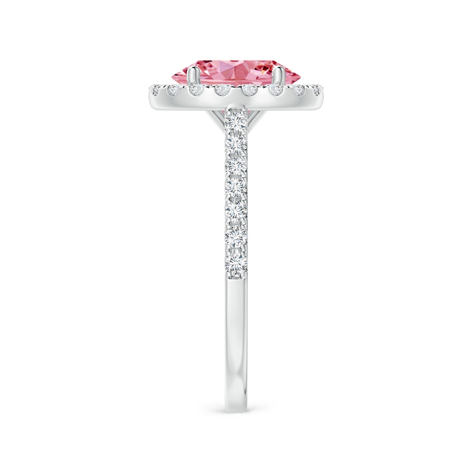 9x7mm AAAA Oval Fancy Intense Pink Diamond Halo Ring in P950 Platinum side 299
