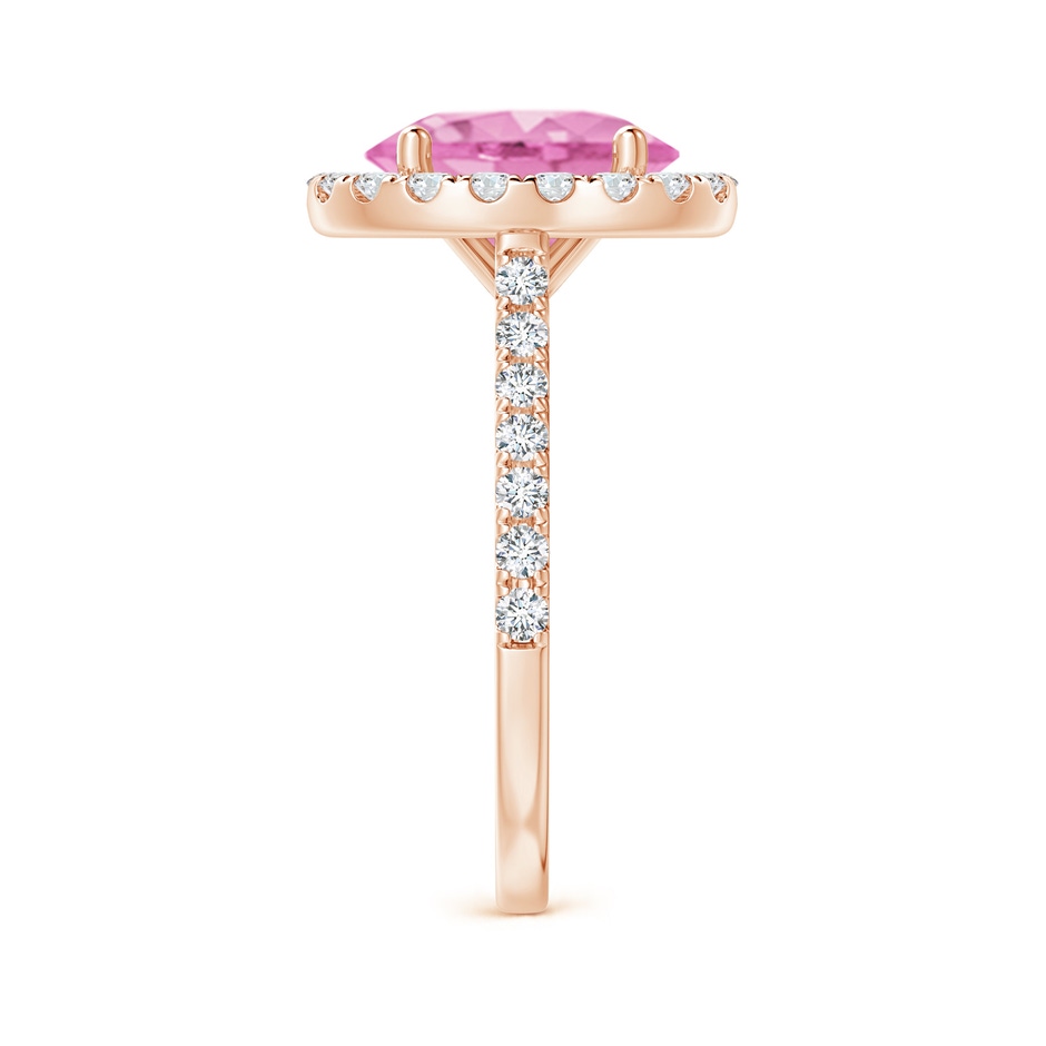 10x8mm A Oval Pink Sapphire Halo Ring with Diamond Accents in Rose Gold side 299