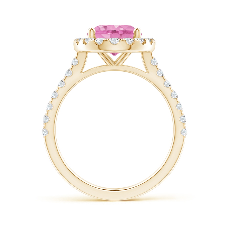 10x8mm A Oval Pink Sapphire Halo Ring with Diamond Accents in Yellow Gold side 199