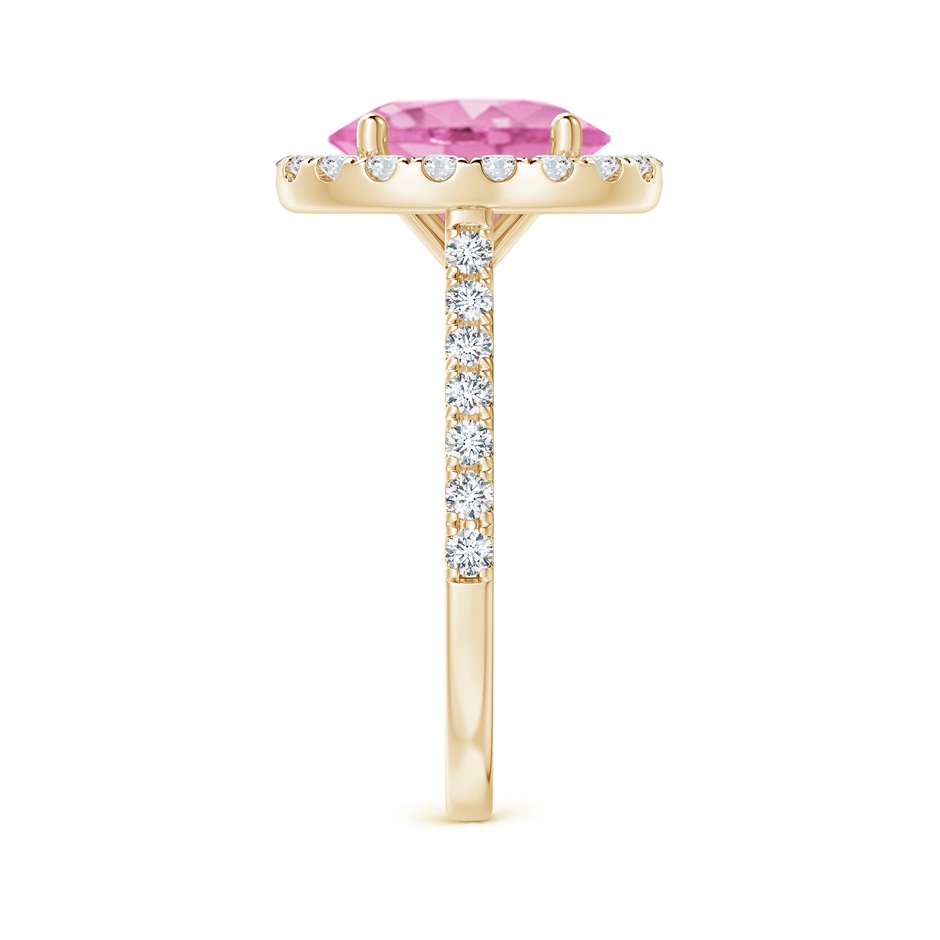 10x8mm A Oval Pink Sapphire Halo Ring with Diamond Accents in Yellow Gold side 299