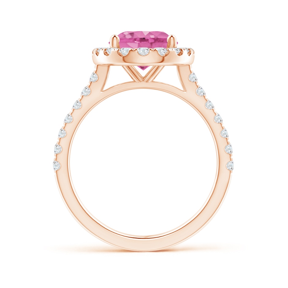 10x8mm AA Oval Pink Sapphire Halo Ring with Diamond Accents in Rose Gold side 199