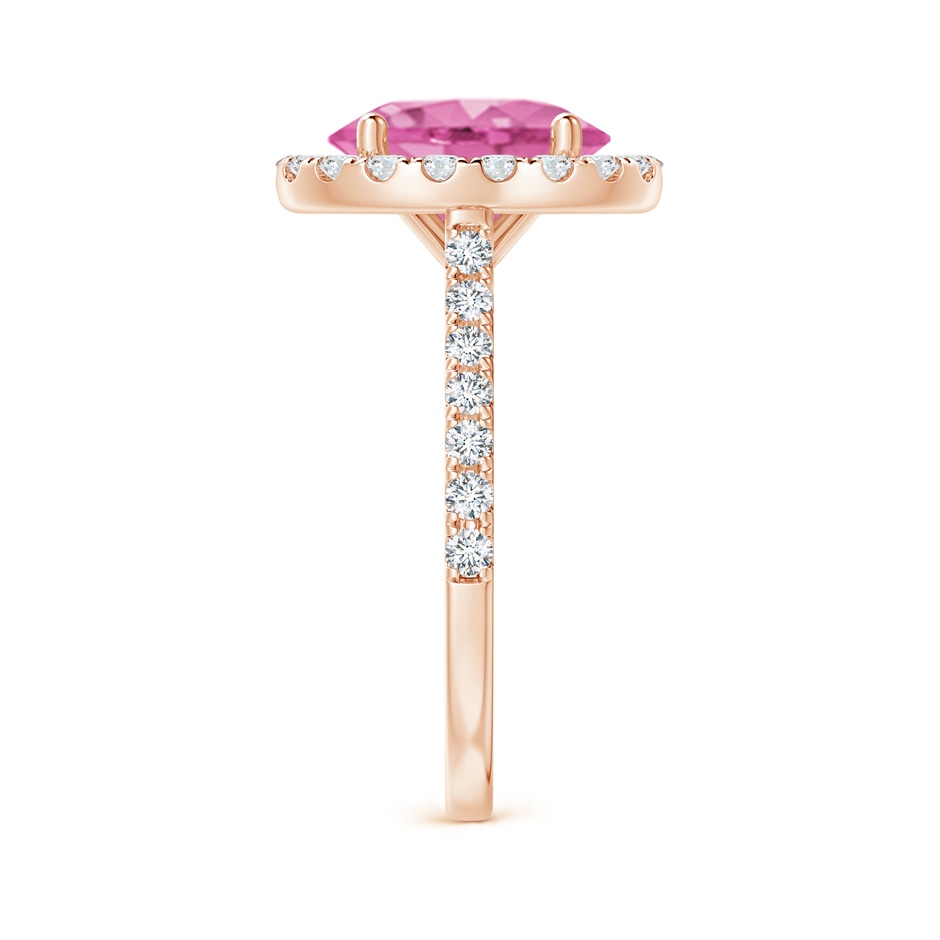 10x8mm AA Oval Pink Sapphire Halo Ring with Diamond Accents in Rose Gold side 299