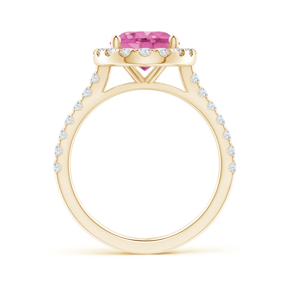 10x8mm AA Oval Pink Sapphire Halo Ring with Diamond Accents in Yellow Gold side 199