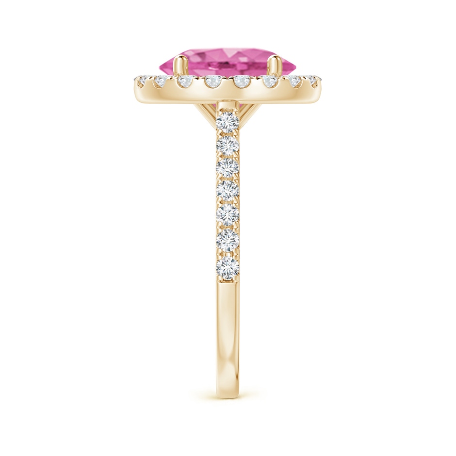 10x8mm AA Oval Pink Sapphire Halo Ring with Diamond Accents in Yellow Gold side 299