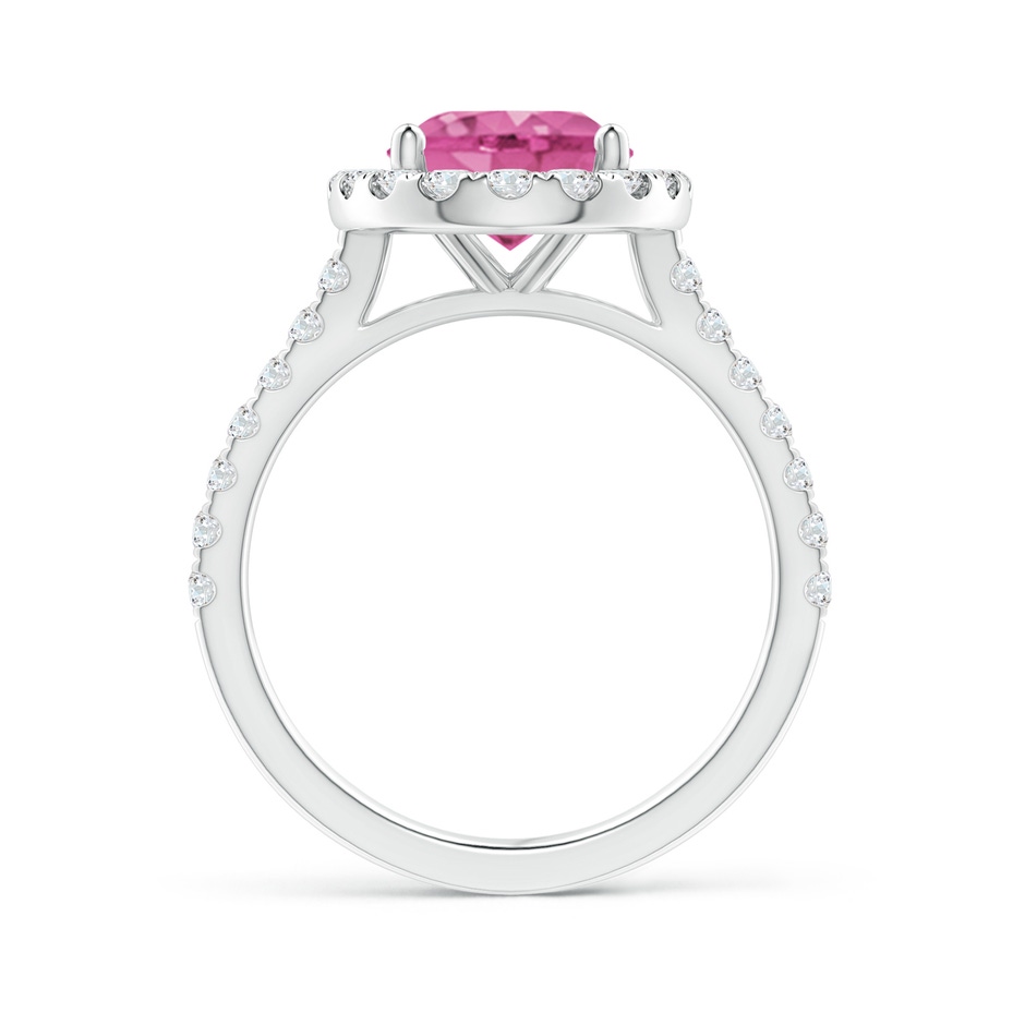 10x8mm AAA Oval Pink Sapphire Halo Ring with Diamond Accents in P950 Platinum side 199