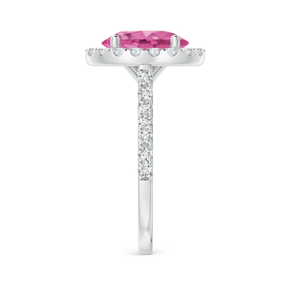10x8mm AAA Oval Pink Sapphire Halo Ring with Diamond Accents in P950 Platinum side 299