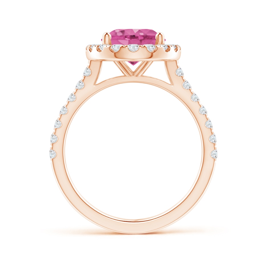 10x8mm AAA Oval Pink Sapphire Halo Ring with Diamond Accents in Rose Gold side 199