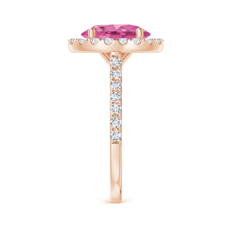 10x8mm AAA Oval Pink Sapphire Halo Ring with Diamond Accents in Rose Gold side 299