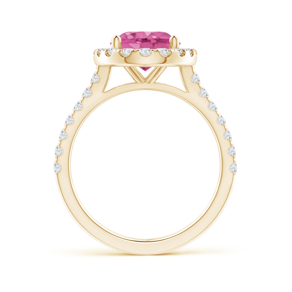 10x8mm AAA Oval Pink Sapphire Halo Ring with Diamond Accents in Yellow Gold side 199