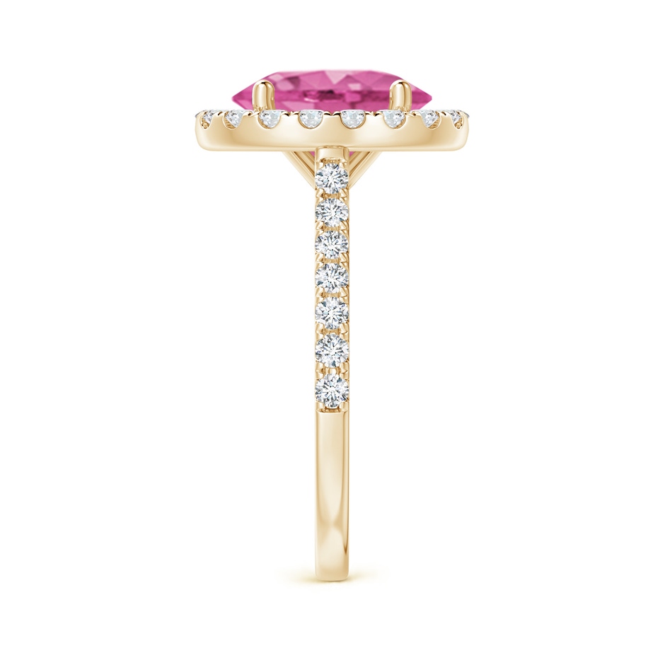 10x8mm AAA Oval Pink Sapphire Halo Ring with Diamond Accents in Yellow Gold side 299