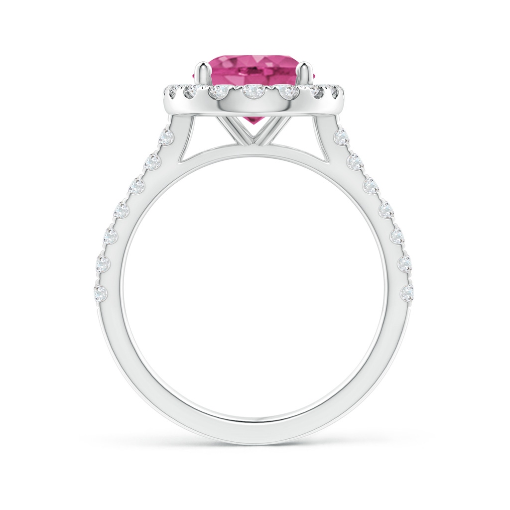 10x8mm AAAA Oval Pink Sapphire Halo Ring with Diamond Accents in P950 Platinum Side 199