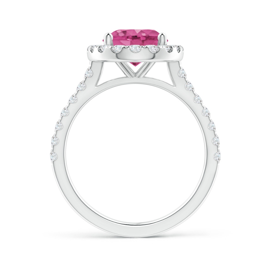 10x8mm AAAA Oval Pink Sapphire Halo Ring with Diamond Accents in White Gold side 199