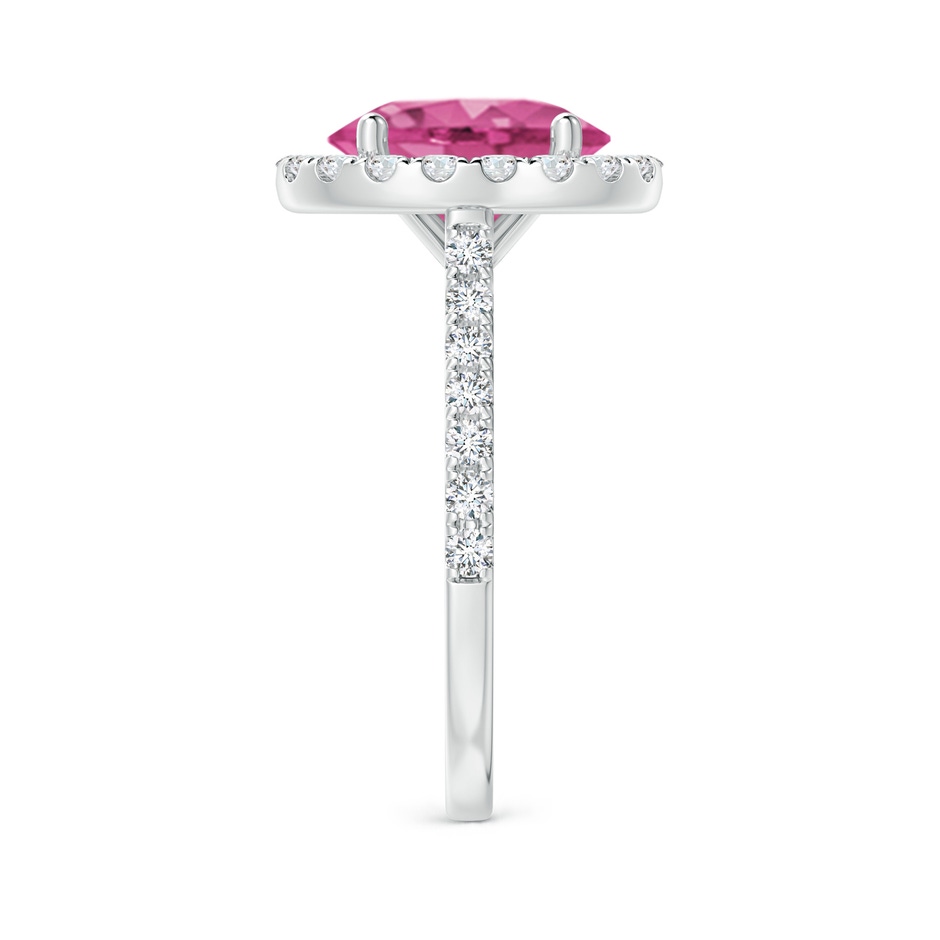 10x8mm AAAA Oval Pink Sapphire Halo Ring with Diamond Accents in White Gold side 299