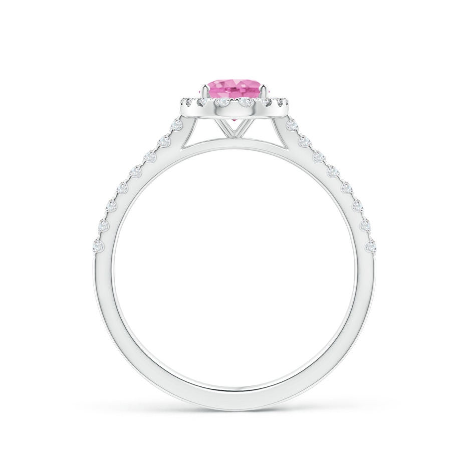 7x5mm A Oval Pink Sapphire Halo Ring with Diamond Accents in P950 Platinum side 199