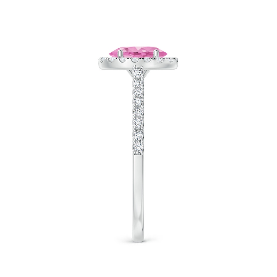7x5mm A Oval Pink Sapphire Halo Ring with Diamond Accents in P950 Platinum side 299