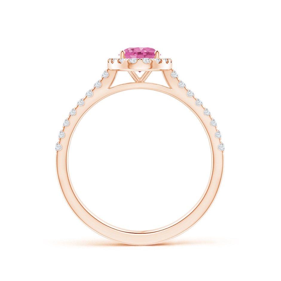 7x5mm AA Oval Pink Sapphire Halo Ring with Diamond Accents in Rose Gold side 199