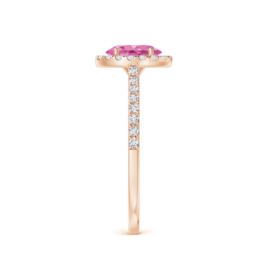 7x5mm AA Oval Pink Sapphire Halo Ring with Diamond Accents in Rose Gold side 299